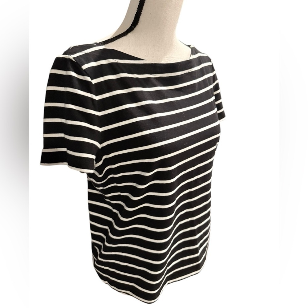 Kate Spade broome street short sleeve stripe top shirt luxury cotton comfort bow